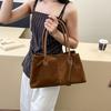 Elegant handbag women's British style solid color casual handbag large capacity shoulder bag women's retro women's bag