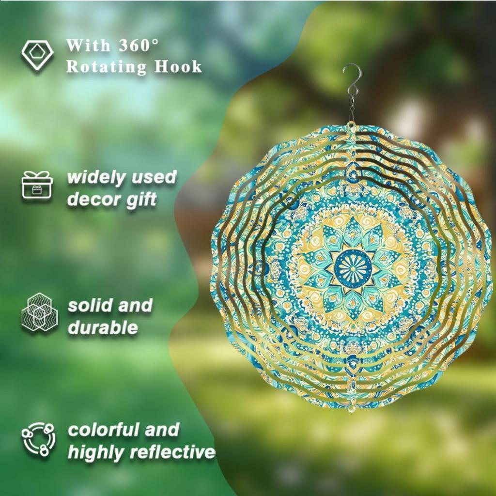 10 Inch Hanging Wind Spinner Bohemian Style Decor with 360 Degree Rotating Hook for Garden Balcony Yard Summer Spring Outdoor Decoration Gift