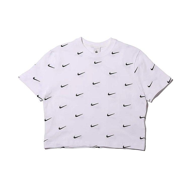 Nike All Over Swoosh Logo Cropped T Shirt White CK4092-100