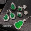 Brazilian Green Chalcedony Gourd Earrings and Necklace Set – New Chinese Style Power Jewelry