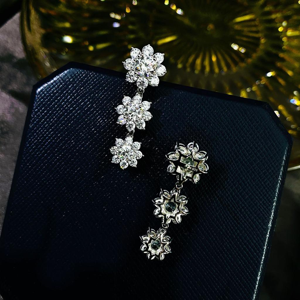 Gica Gema Серьги с цирконием 5A, стерлинговое серебро 925 пробы, уникальный дизайн, романтическая форма цветка, изящные серьги, ювелирные изделия, подарки для свадебной вечеринки, новый тренд