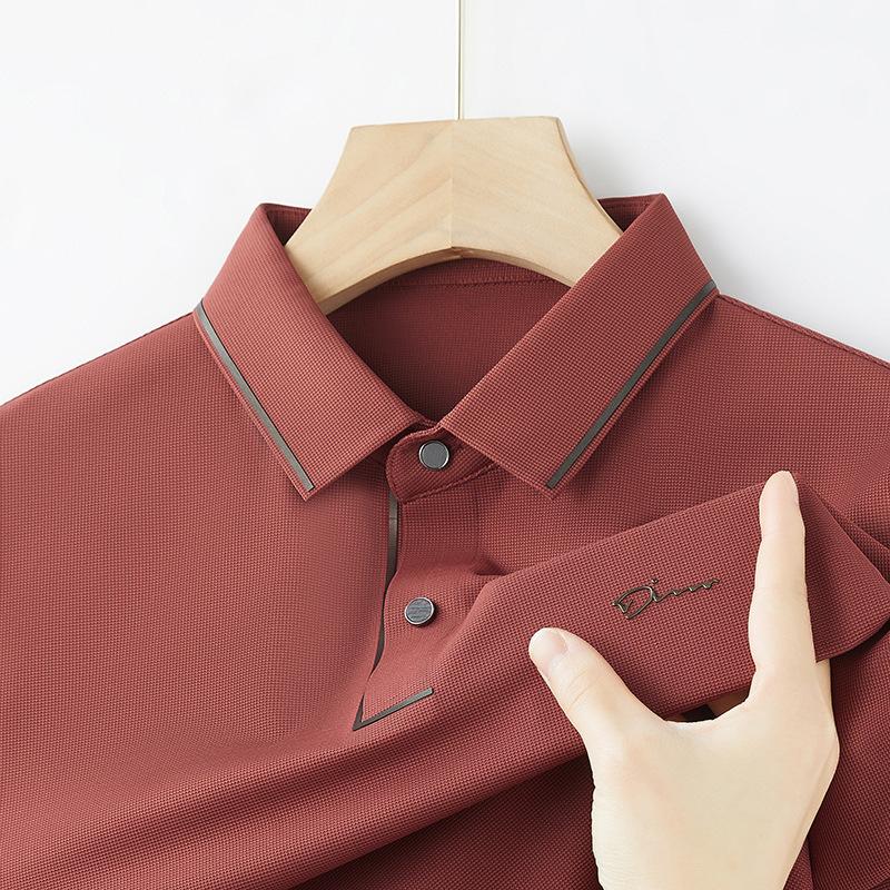 Повседневная футболка мужская Ice Silk, подарок на День отца, легкая роскошная машинная стирка, дышащая, быстросохнущая, поло