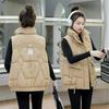Осенне-зимний пуховый хлопковый женский жилет для тепла, высококлассный жилет, модный жилет свободного большого размера, утолщенная верхняя одежда
