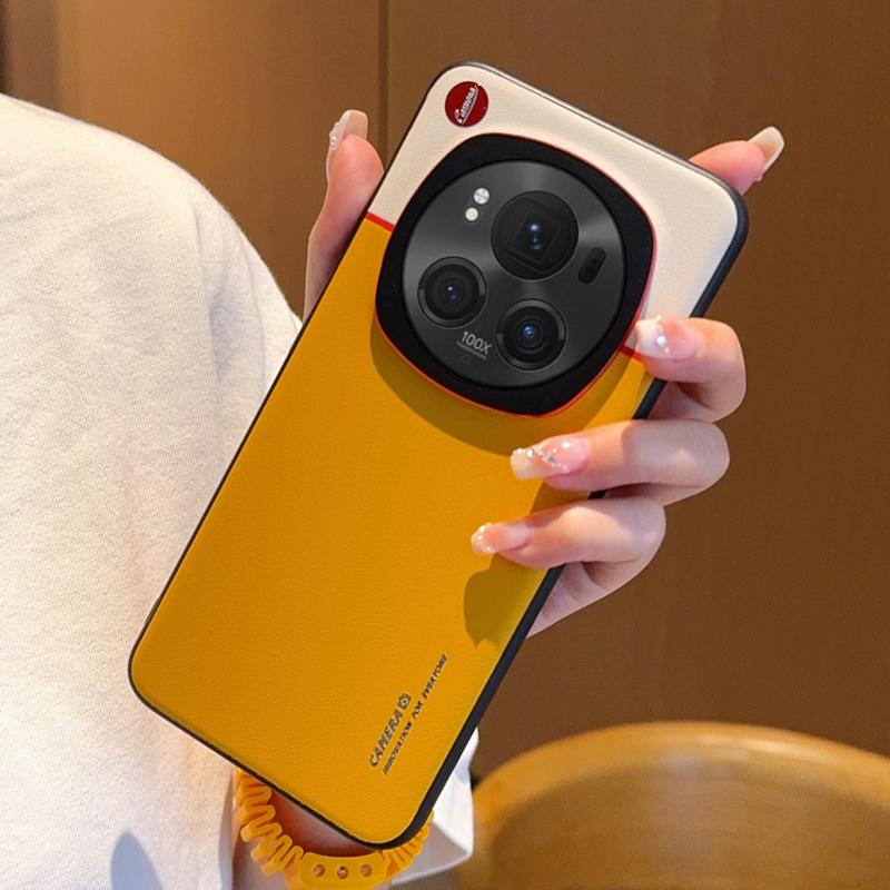 Luxury Dual Color Leather Case For Honor Magic 6 Pro Shockproof Full Body Cover Simple Faux Skin Phone Shell For Honor Magic 6