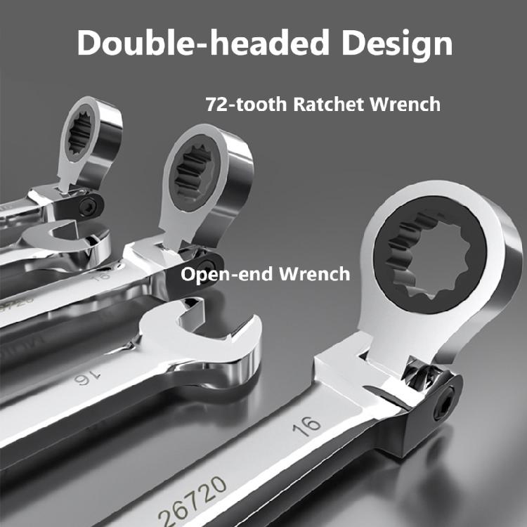 180 Degree Rotation Head Ratchets Spanner Double Head Design High Accurate Jaw Mirror Polish Alloy Steel Tool