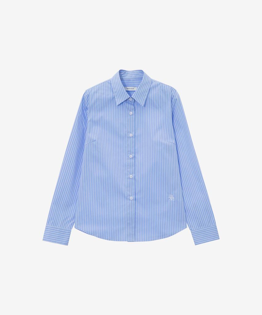 BASIC HOUSE Women'S Striped Regular Fit Long Sleeve Shirt Blue Lzws3201