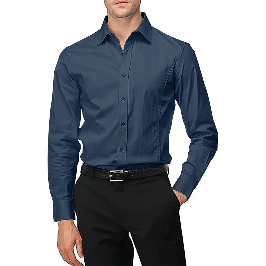 Белая рубашка мужская с длинным рукавом не требующая глажки деловая декоративная мужская белая повседневная рубашка для работы