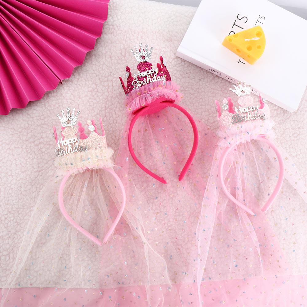 Headwear Hair Decor Mesh Korean Style Headband Hair Accessories Birthday Hairband Girls Hair Hoop