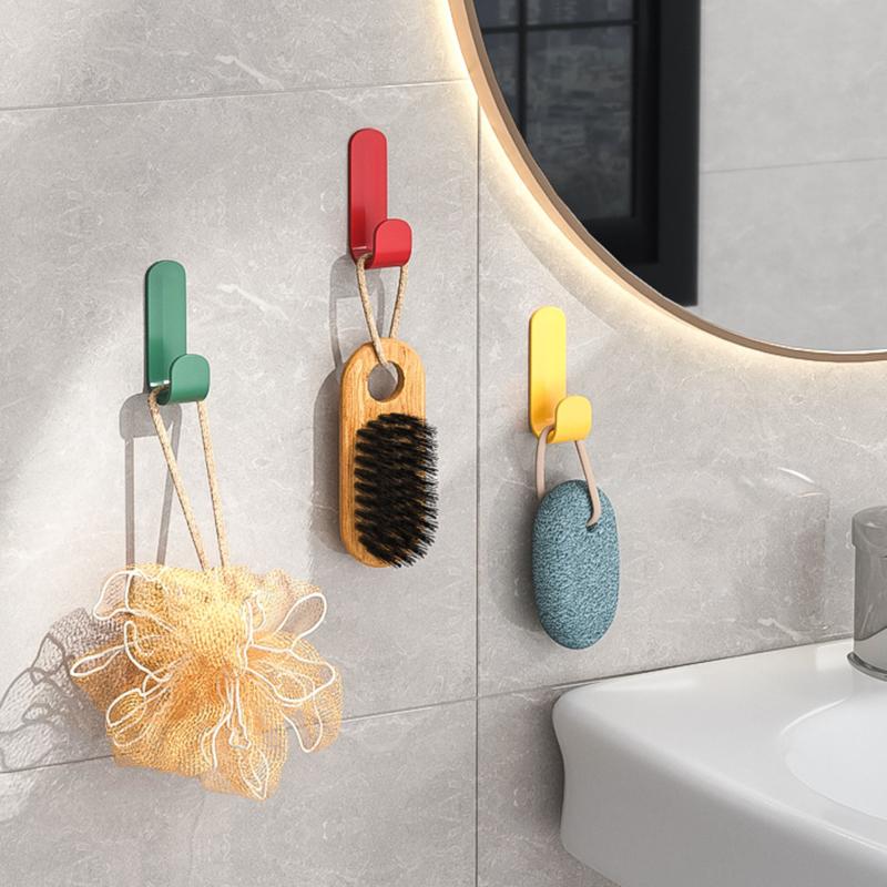 6 Pcs Powerful Sticky Hook Without Punching Hook Kitchen Bathroom Living Room Door Hook Bedroom Dormitory Colorful Sticky Hooks