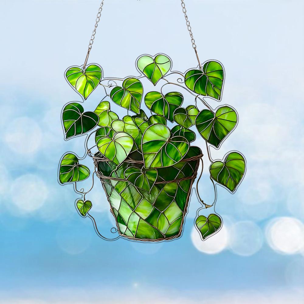 Лидер продаж, керамические украшения в виде зеленых листьев любви, акрил, подвесные украшения для окон и дверей, украшения для сцен художественных фестивалей, подвесные украшения