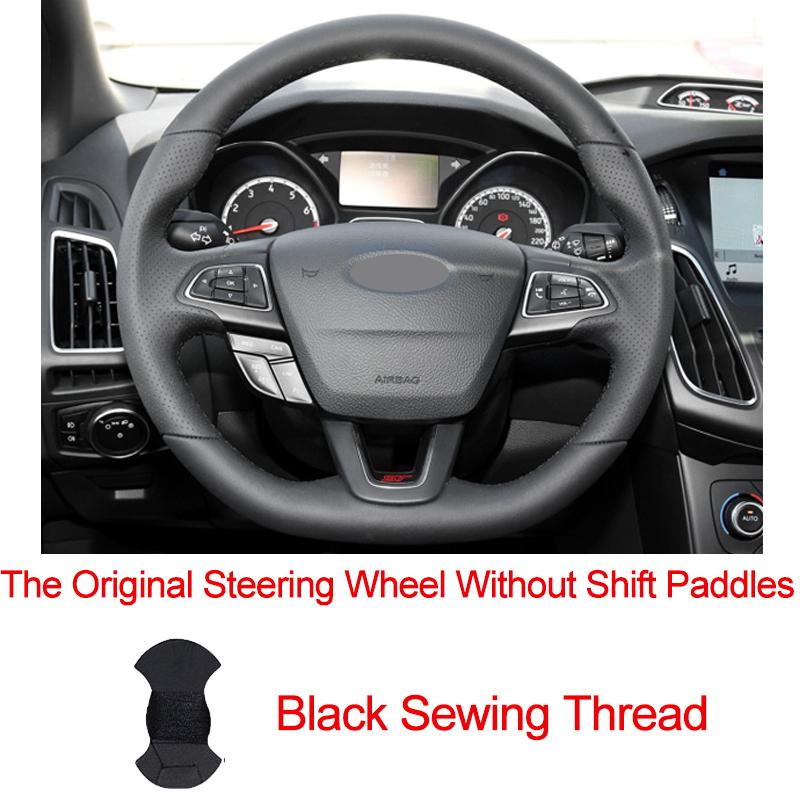 Hand Sewing Car Steering Wheel Cover Wrap For Ford Focus (RS | ST | ST-Line) 2015-2018 Kuga (ST-Line) Ecosport (ST-Line)