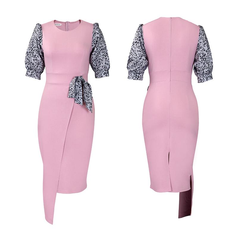 Одежда с разрезом, летнее женское платье-футляр, модное темпераментное лоскутное платье с принтом