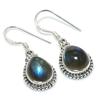 Natural Labradorite Gemstone 925 Solid Sterling Silver Gift Earring 1.25" N3v15