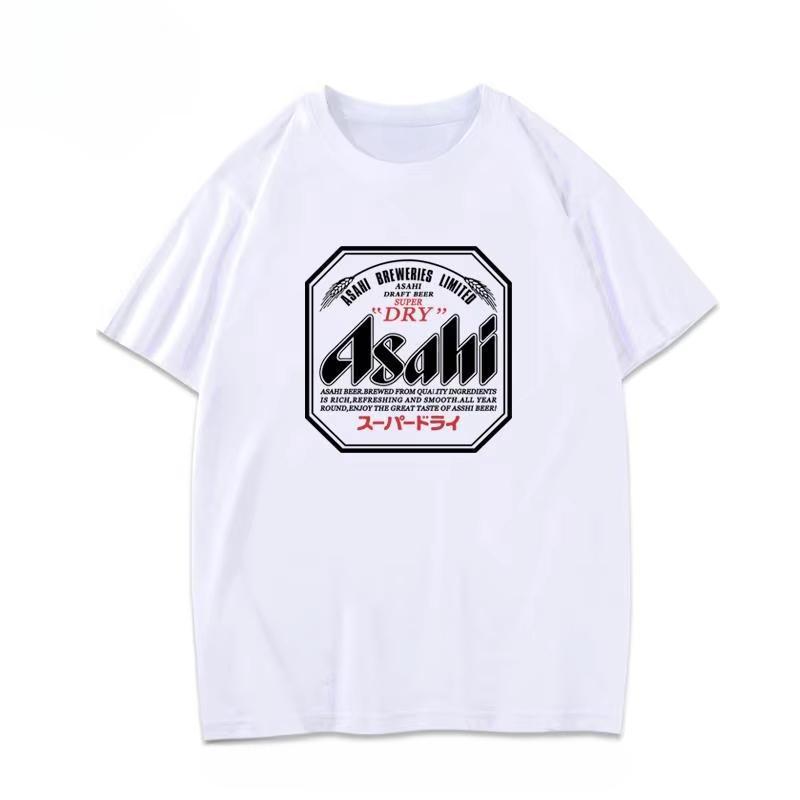 Япония Футболка Asahi Beer Asahi Японское Пиво С коротким рукавом Японская Свободная Летняя Мужская и Женская Парная Хлопок Короткий Рукав Принт
