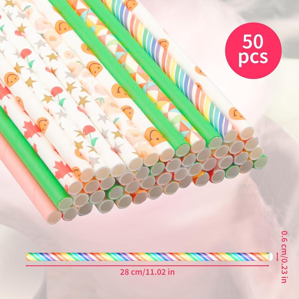 Cotton Candy Sticks, 50 Pcs Cotton Candy Cones, Colorful Cottons Candys Supplies Paper Straws Cones, Cottons Candy Holder Stick Paper Straw Cones for