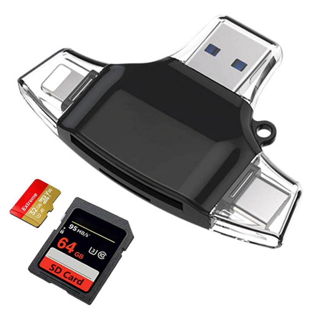 4 In 1 USB 2.0 OTG Memory Card Reader Adapter Universal Micro USB TF SD Card Reader for PC Phone Computer Laptop