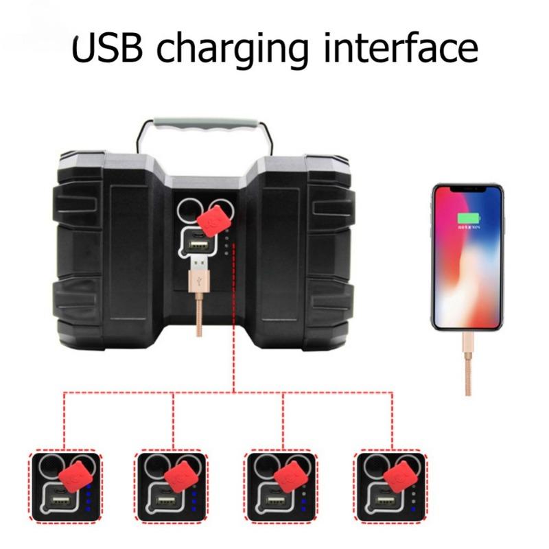 Super Bright Searchlight LED Spotlight Double Head Camping Lamp Recharageable Flood Light Torch Portable Lanterns 5000mAh