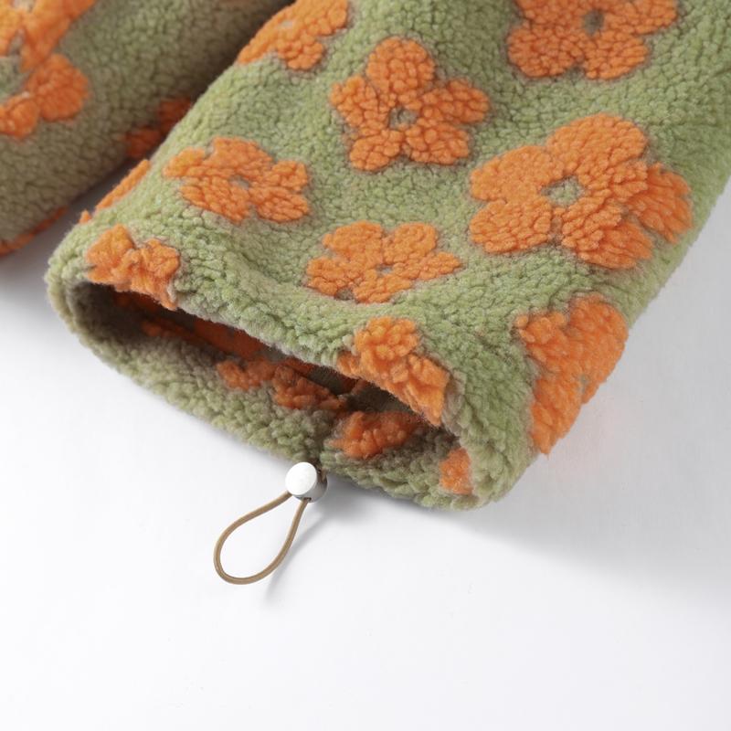 Флисовая толстовка женская с цветочным принтом, теплая, из овечьего флиса, со стойкой воротником, на молнии, свободная, мягкая, пуловер, осень/зима 2025