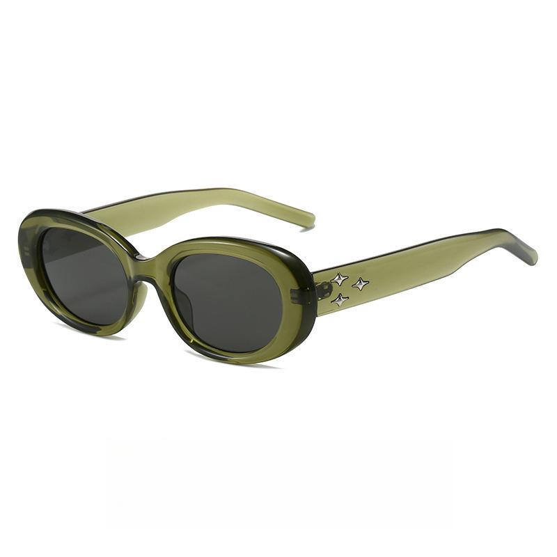 Oval Sunglasses For Men Women Fashion Retro Rice Nail Design Shades Eyewear Female Candy Color Goggle Fishing Sun Glasses