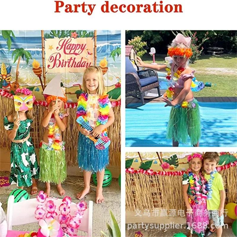 30 см гавайская карнавальная вечеринка детская юбка из травы летняя пляжная вечеринка украшения Aloha Luau наряд тропические гавайские украшения на день рождения