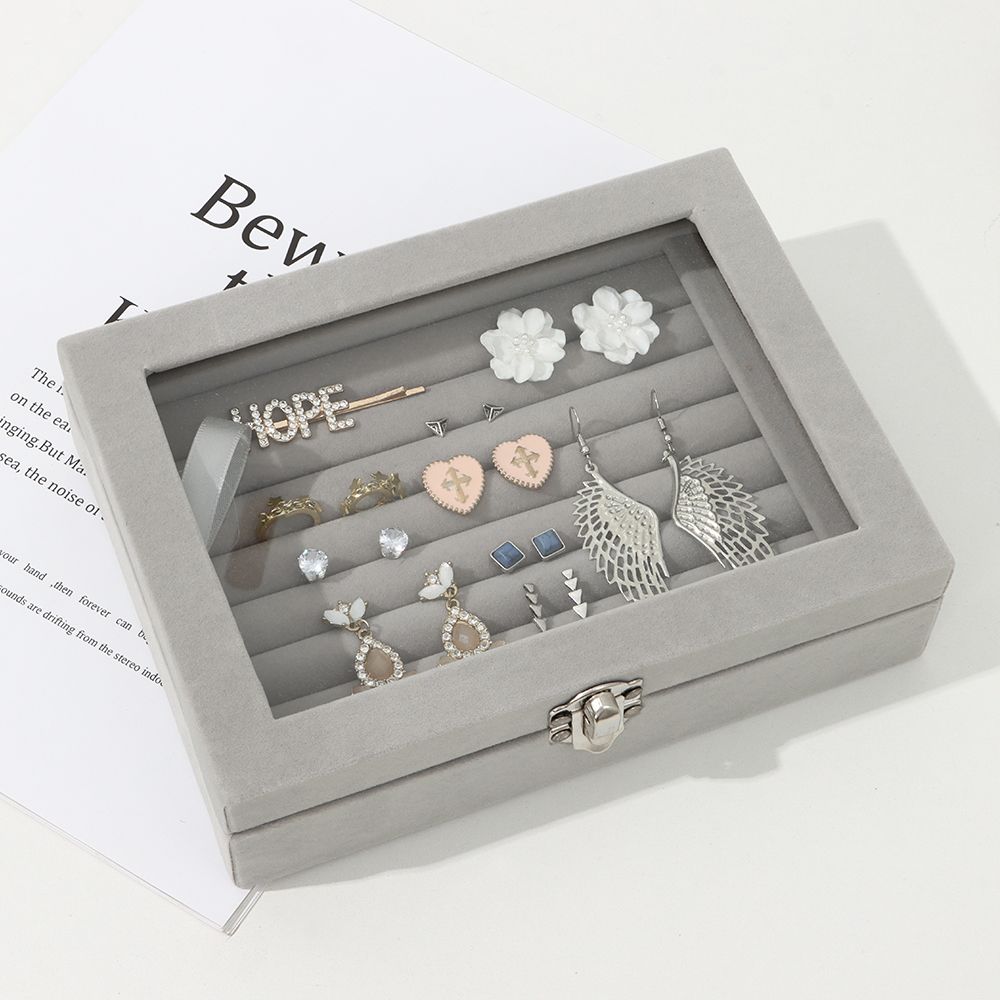 Прочный держатель для сережек, подставка для колец, коробка для хранения, бархатная шкатулка для колец, органайзер для ювелирных изделий