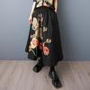 2025 Spring Summer Plus Size Women Skirts Vintage Elastic Pleated Loose Flower Printing Skirts High Waist