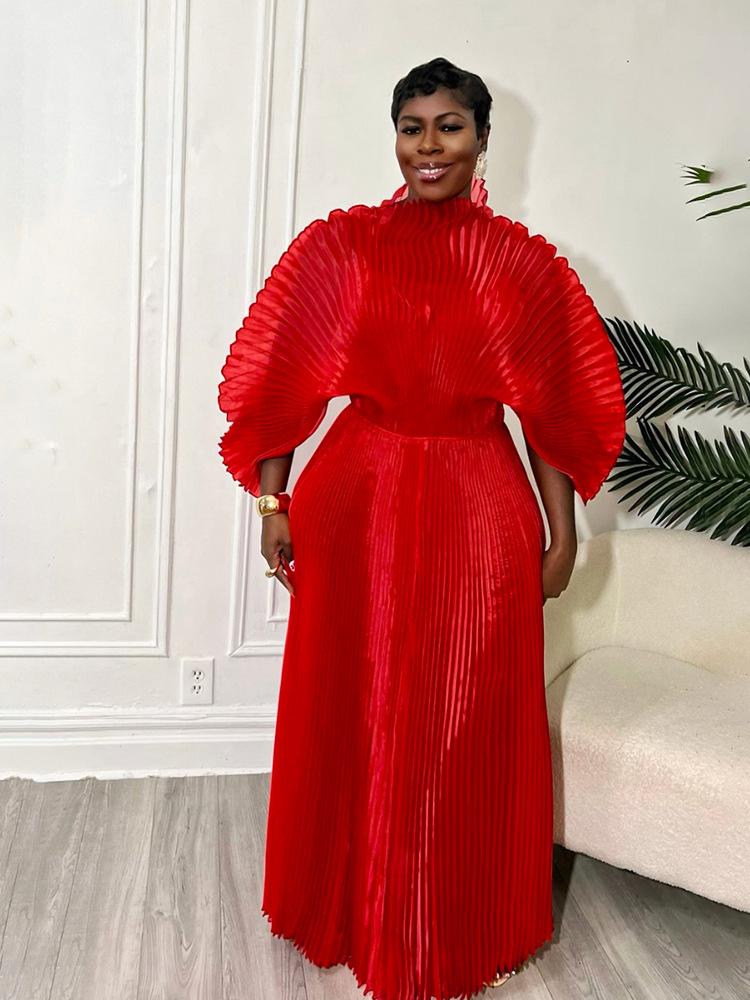 Африканское Элегантное Однотонное Платье Большого Размера - Новый Модный Стиль