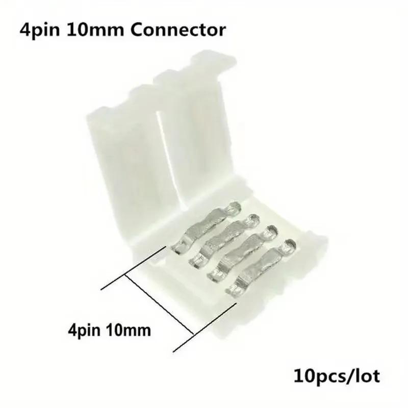 10pcs LED Strip Connector 8mm 10mm 2 Pin 4 Pin 3528 5050 RGB Single Color Solderless PCB Board Wire Free Welding Connectors