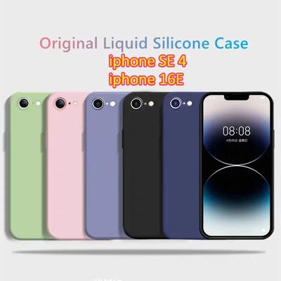 Жидкий силиконовый матовый мягкий чехол для iPhone 16E 16 E Candy Color Camera Lens Protection Phone Cover для iPhone SE 4 SE4 2025 5G