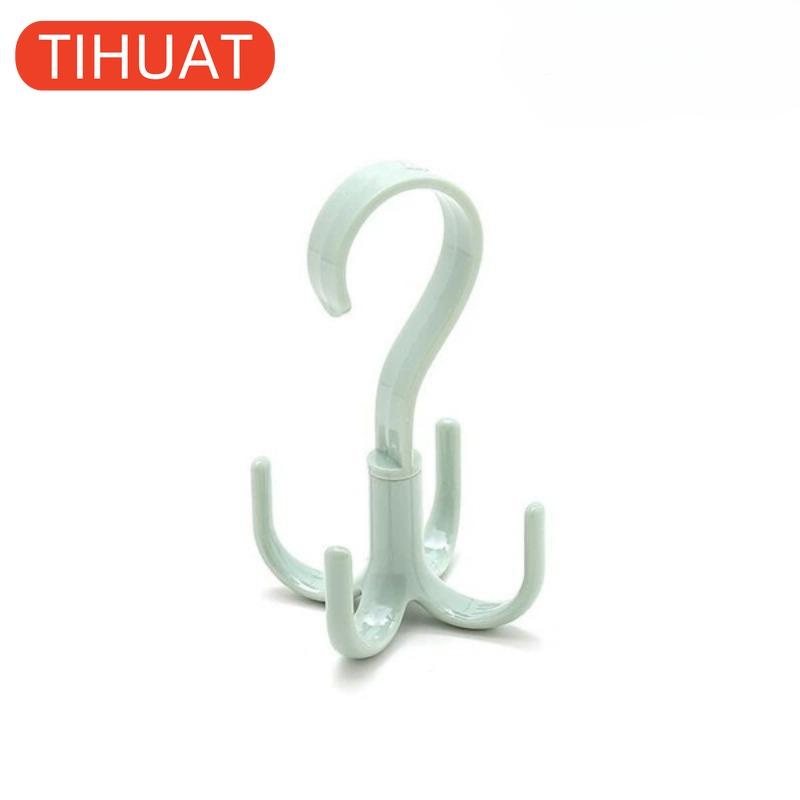 4 Hooks Neck Tie Holder Space Saving Bag Clothes Ties Holder Bag Shelf Clothes Hanger Shoe Rack 360 Degree Rotating Belt Closet