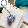 Ethnic Blue Enamel Gourd Pendant, 925 Sterling Silver Sweater Chain for Girls