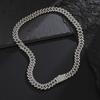 ZAKOL Hip Hop Letter Pendant Necklace for Women Men Shiny Rhinestones 13MM Cuban Chain Necklaces Fashion Jewelry Gifts