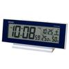 Clock Alarm Digital Temperature and Humidity Night Dark Blue Metallic SQ762L, Always-On Radio-Controlled Clock, Calendar, Display, Visibility,