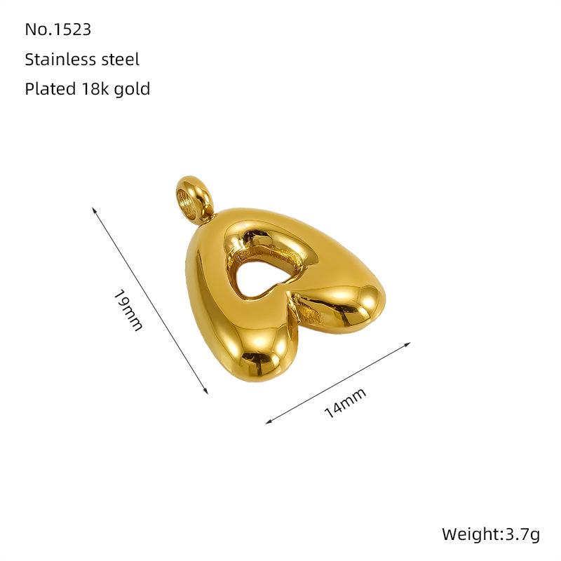 Stainless Steel Bubble Letter Titanium Necklace - European & American Fashion, 26 Letter Options