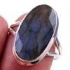Natural Labradorite Gemstone 925 Solid Sterling Silver Jewelry Ring Size 9 D3Y41