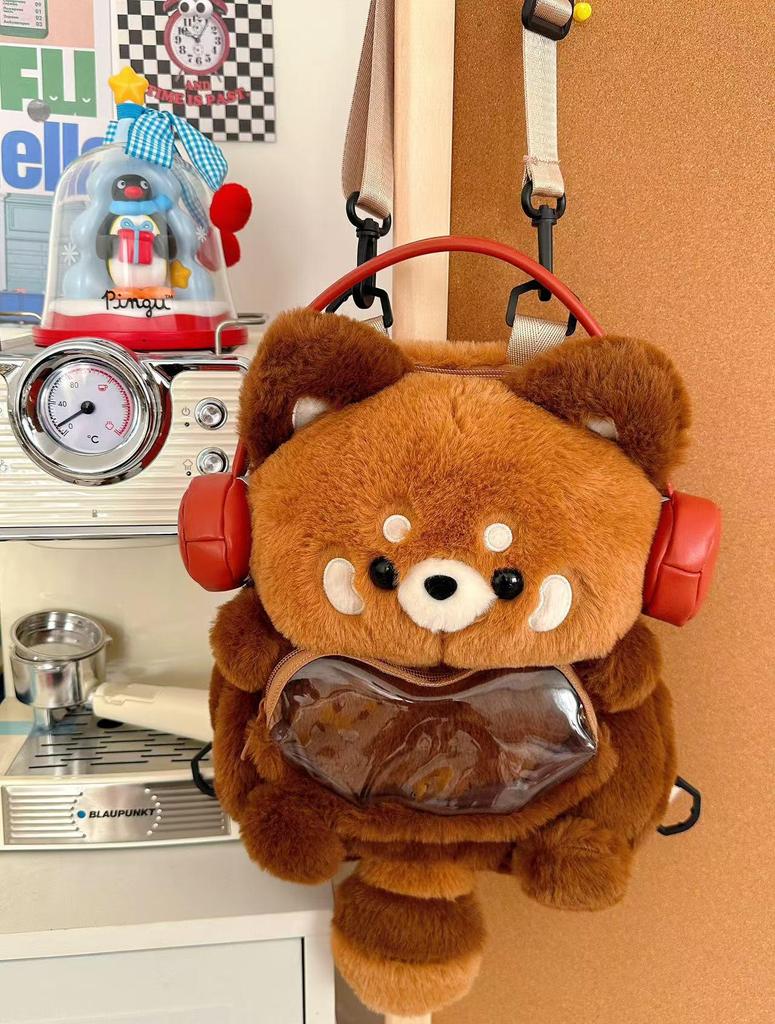 Очаровательный плюшевый рюкзак-енот в мультяшном стиле Мори - Мягкий тренд для поездок