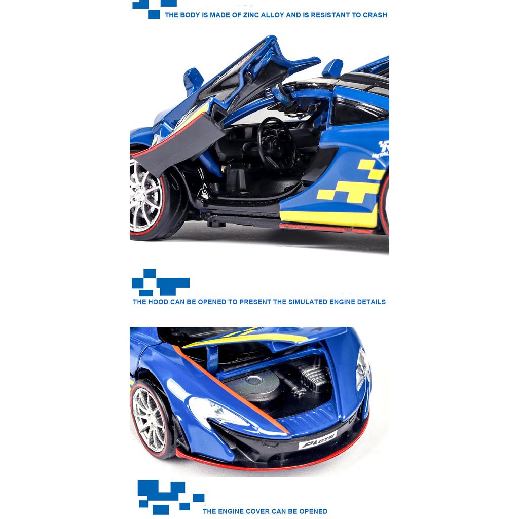 Масштаб 1/32 McLaren P1 GTR, литая под давлением модель автомобиля, игрушечный автомобиль с откатным механизмом, звуком и светом для детей, коллекция подарков для мальчиков и девочек