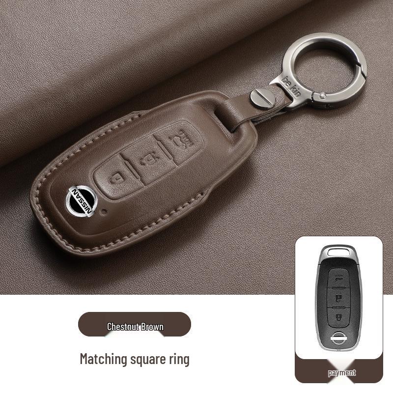 Nissan Altima 23 Model Key Case Suede Leather - Fits 14th Gen Sylphy, Qashqai, X-Trail, Kicks, Murano, Tiida