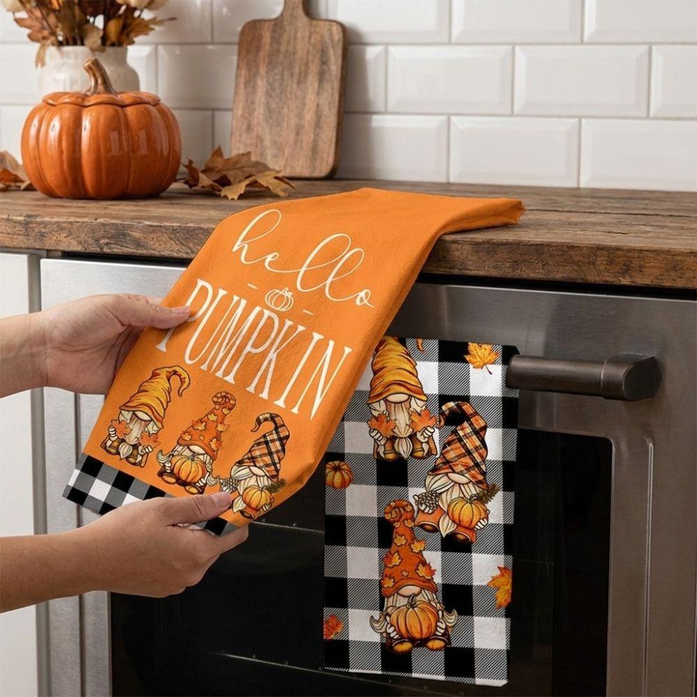 2Pcs Microfiber Kitchen Hand Towels Maple Leaf Thanksgiving Dish Cloths Kitchen
