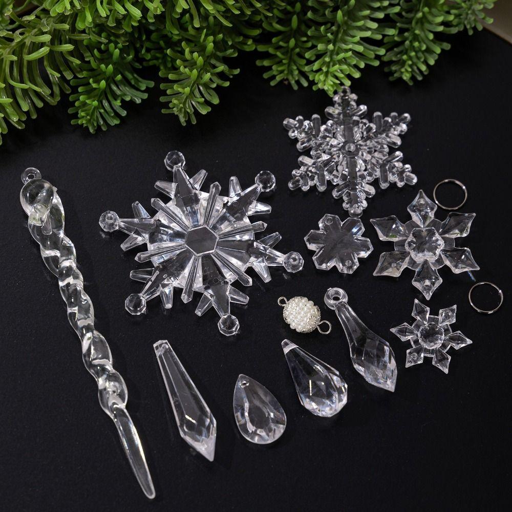 Transparent Christmas Snowflakes Clear Simulation Icicle Pendants  Festive Holiday