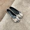 Sheepskin Version~ Soft-soled Pig's Trotters Split-toed Shoes Women's Genuine Leather Light-mouth Flat-soled Women's Single Shoes Silver Mary 