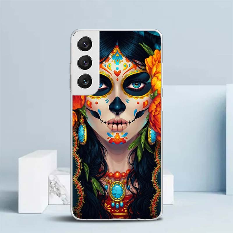 Catrina Beautiful Rose Girl Skull Soft Cover for Samsung Galaxy S25 Edge S26 S24 S23 Ultra Phone Case S22 S21 Plus S20 FE Print
