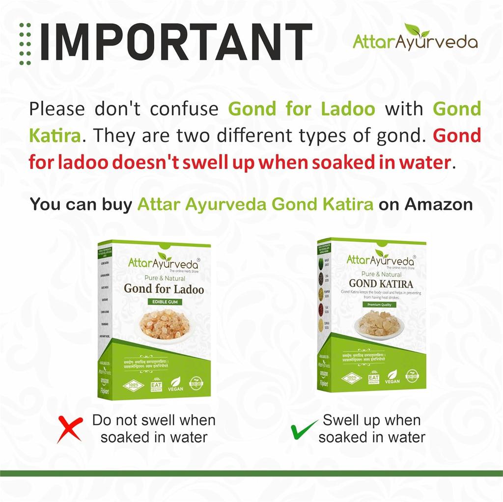 Attar Ayurveda Edible Gond 250 Grams Natural Babul Gum For Laddu Making Premium Handpicked No Preservatives Cooking Ingredient