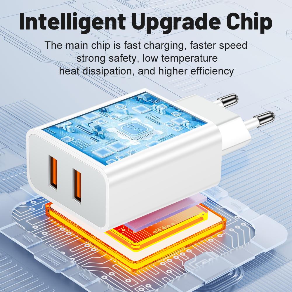 2.4A 2 USB быстрое зарядное устройство мобильный телефон EU/US/UK вилка настенный адаптер зарядка дорожные зарядные устройства для Samsung Xiaomi