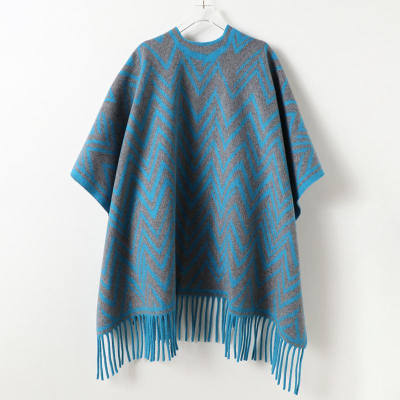 Black And White Serrated Pattern Autumn And Winter Men'S And Women'S Double-Sided Shawls With Imitation Cashmere High-End Warm Fringed Scarf Cape