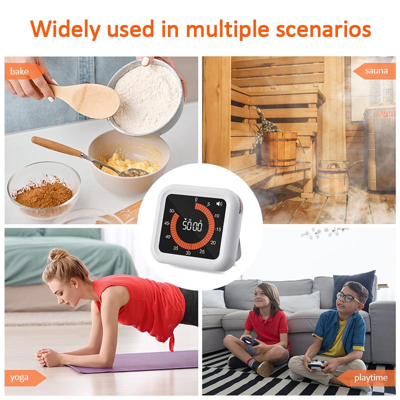 Поворотный цифровой таймер, умный, бесшумный, визуальный, аналоговый таймер для детей и взрослых, дополнительный счетчик часов с оповещением для кухни, для чтения в помещении