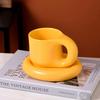 Solid Color Simple Ceramic Mug Set Creative Handle Coffee Mug Home Breakfast Cup Milk Cup Beverage Cup High Beauty Couple Cups