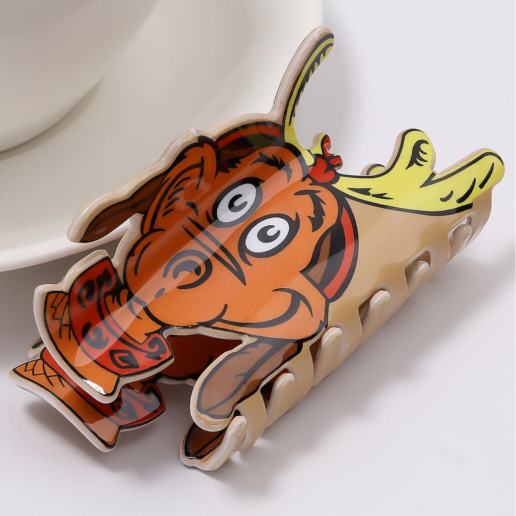 1 pc cute cartoon print Christmas seriesgrab clip hair ornament on the back of the head