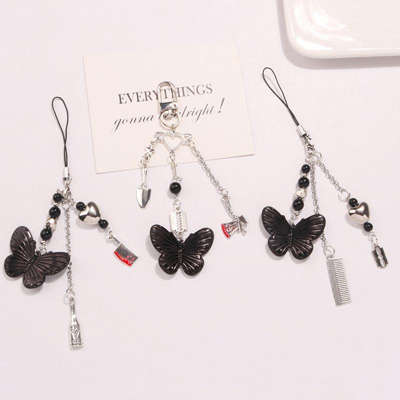 Готический панк телефон кулон брелок бабочка сердце милый крутой телефон цепочка наушники чехол сумка украшения кулон