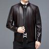 Genuine Leather Jacket for Men Spring and Autumn New Middle-aged Business Casual Plus Velvet Sheepskin Leather Jacket